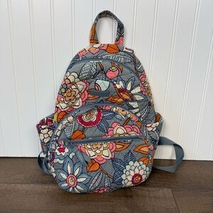 Vera Bradley Essential Compact Backpack Tropical Evening Floral Quilted Bag